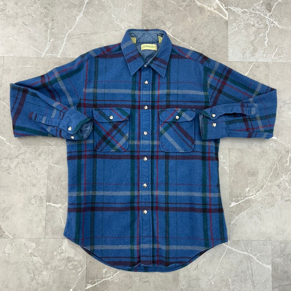Vintage St Johns Bay Wool Flannel Shirt Mens Large Button Up Workwear Outdoor